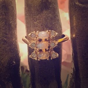 Cocktail ring- simulated Opal and CZ